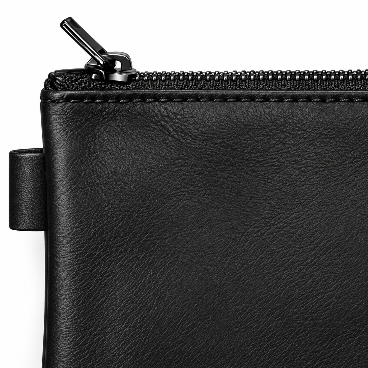 Banktasche aus Leder – Detailansicht Reißverschluss